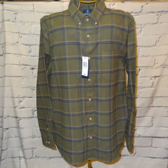 Ben Sherman Men's Green/Blue/Tan Plaid Button Down Flannel Shirt, NWT - Picture 1 of 8